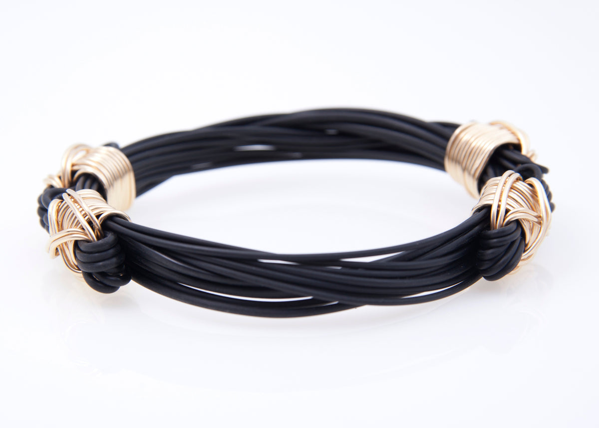 Lightweight silver outlet & gold elephant hair bracelet - 3strands