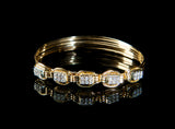 Lightweight Bracelet 14k Solid Gold 3-Strand with .90 Carat of Diamonds