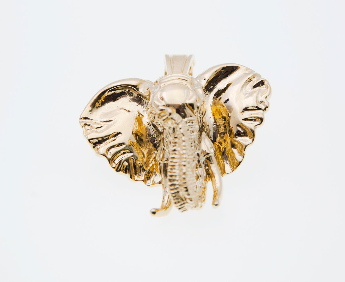 Jewelry America 14k Yellow Gold Elephant Charm Pendant With Safety Pin Brooch