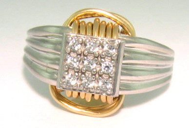 Two Tone Single Knot Ring with CZ stones