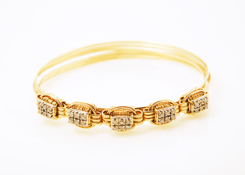 Lightweight Bracelet 14k Solid Gold 3-Strand with .90 Carat of Diamonds