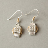 Earrings Two-Tone Dangle with CZ Small