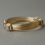 Lightweight Bracelet 14k Solid Gold 5-Strand with 1 Carat of Diamonds